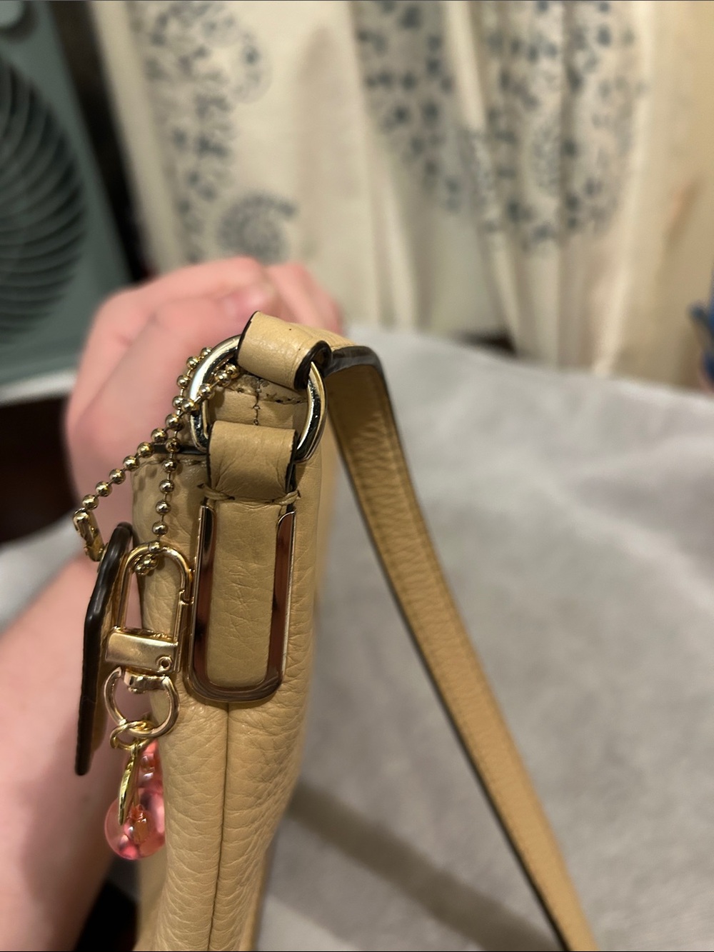 Coach Pebbled Leather Crossbody in Taupe with Charm - Picture 16 of 16